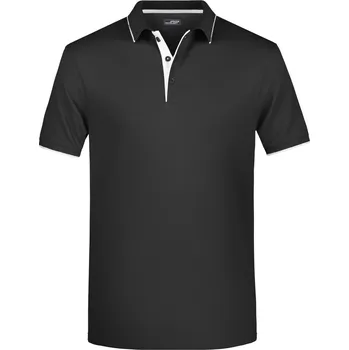 Pánské tričko Pánské piqué polo s kontrastní légou JN 728 black-silver L