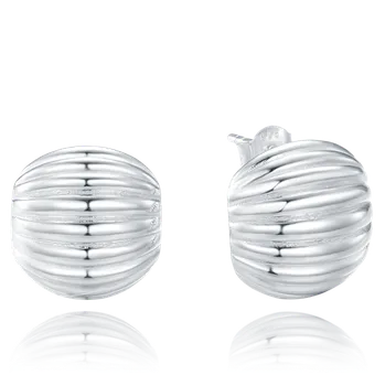 Náušnice Moonlit Kulaté náušnice ze stříbra s rýhovaným designem