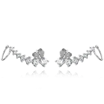 Náušnice Moonlit Elegantní stříbrné náušnice za ucho se zirkony