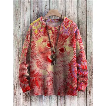 Dámský svetr Svetr s 3D potiskem kočka, oči CS402 Velikost: L, Barva (Varianta): Svetr 7