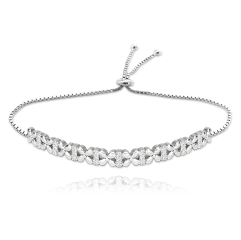 Náramek Moonlit Jemný stříbrný náramek se zirkony a květinovým motivem