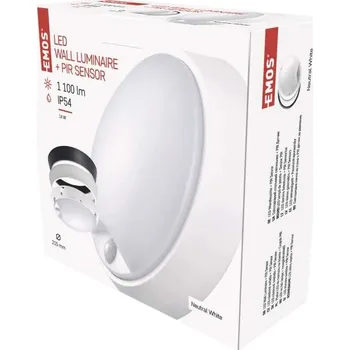 Nástěnné svítidlo Emos ZM3231 LED přisazené svítidlo ZURI s pohyb. čidl., kruhové č/b 14W n.b.