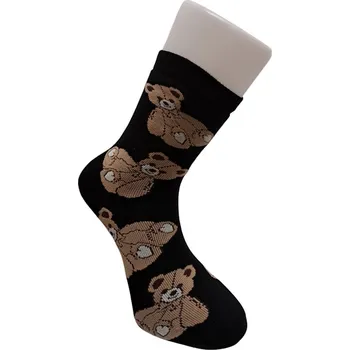 Dámské termo ponožky Aura Via Veselé ponožky termo s medvědem černé 35-38
