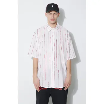 Pánská košile Bavlněná košile Marcelo Burlon County Pinstripes Over Shirt CMGG004S24FAB0010128 bílá 00X, vel. M