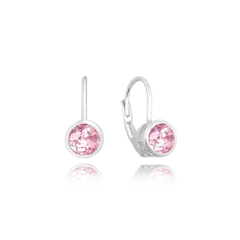 Náušnice Moonlit Stříbrné náušnice s růžovým zirkonem a patentovým zapínáním