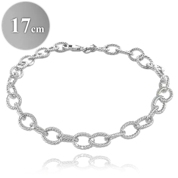 Náramek Moonlit Rhodiovaný stříbrný náramek s výraznými články 17 cm