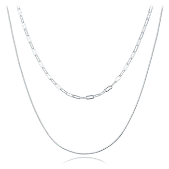 Náhrdelník Moonlit Dvojitý stříbrný náhrdelník s minimalistickým designem