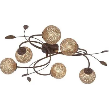 PAULNEUHAUS GRETA Stropní svítidlo, 6-ramenné, venkovské, hnědo-zlatá - PAUL NEUHAUS PN 6398-48