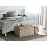 Taburet světle hnědý sametový s úložným prostorem 72 x 42 x 40 cm prošívaný obdélníkový pohovka Beliani