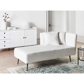 Pohovka Lenoška krémově bílé polyesterové čalounění pravostranná s polštáři kovové nohy moderní design obývací pokoj Beliani