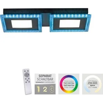 JUSTLIGHT ACRI LED stropní svítidlo černé RGB, CCT stmívatelné s dálkovým ovládáním RGB+2700-5000K - LEUCHTEN DIREKT / JUST LIGHT LD 14512-18