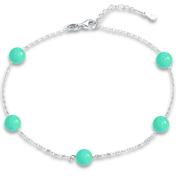Řetízek Moonlit Stříbrný kotníkový náramek se zelenými opály