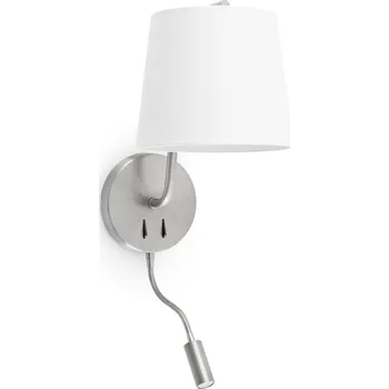 Nástěnné svítidlo FARO BERNI nástěnná lampa, nikl, se čtecí lampičkou - FARO FARO 29331
