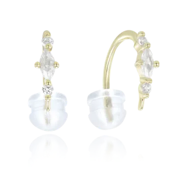 Náušnice Moonlit Stříbrné protahovací náušnice se zirkony pozlacené