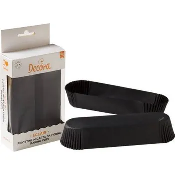Potravinová fólie Papírové košíčky na eclair 135x33x28mm černé 60ks - Decora