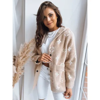 Dámský kabát Dámská bunda oversize FORTY NY0600 Barva: Béžová, Velikost: ONE SIZE