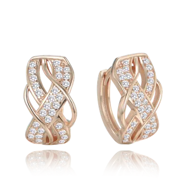 Náušnice Moonlit Luxusní stříbrné proplétané náušnice se zirkony pozlacené rose gold