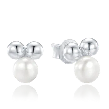 Náušnice Moonlit Stříbrné náušnice s perlami v moderním designu