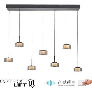 PAULNEUHAUS Závěsné svítidlo LED RIKA 7 ramenné černá nastavitelná výška Comfort Lift SimplyDim 3000K - PAUL NEUHAUS PN 2115-18