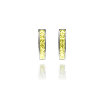 Náušnice Moonlit Stříbrné kruhové náušnice se žlutými zirkony