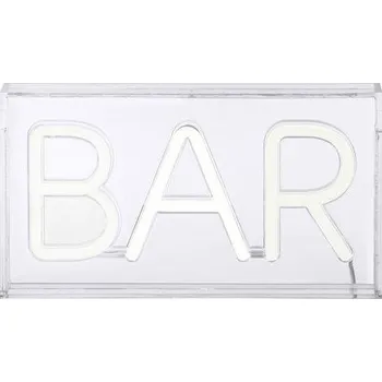 Nástěnné svítidlo JUSTLIGHT NEON-BAR LED nástěnné svítidlo bílé nápis BAR, USB, dekorační šňůrový vypínač - LEUCHTEN DIREKT / JUST LIGHT LD 85026-16