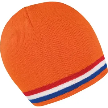 Čepice Pletená čepice s kontrastními pruhy R 368X orange-red-white-blue onesize