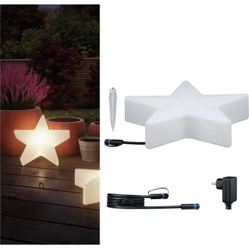 Venkovní osvětlení PAULMANN Plug & Shine set LED světelný objekt hvězda vč. 2m-kabel a trafo IP67 3000K 2,8W bílá - PAULMANN P 5021