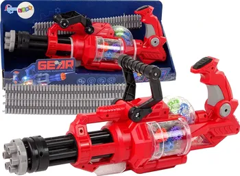 Dětská zbraň LEAN Toys Gear Gatling Electric Gun pistole rotující červená