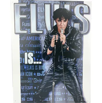Plechová cedule D.E. metal signs Plechová cedule Elvis Is.. 40 cm x 32 cm