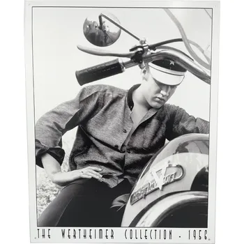Plechová cedule D.E. metal signs Plechová cedule Elvis On Bike 40 cm x 32 cm