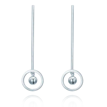 Náušnice Stříbrné visací náušnice s kruhovým prvkem a kuličkou