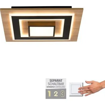 JUSTLIGHT TOLA LED stropní svítidlo černé imitace dřeva s kovem nastavitelné vypínačem 3000K - JUST LIGHT LD 14563-18