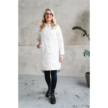 Dámská prošívaná bunda Lara dlouhá krémová - BLADLKRXL