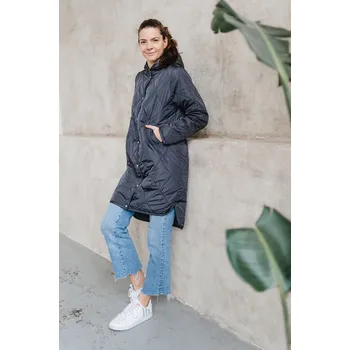 Dámská prošívaná bunda Lara dlouhá tmavě šedá - BLADLTMSXL