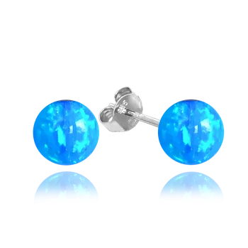 Náušnice Moonlit Stříbrné náušnice s modrými opálovými kuličkami 8 mm