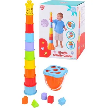 zatloukačka Playgo Barevná Vkládačka žirafa 2 v 1