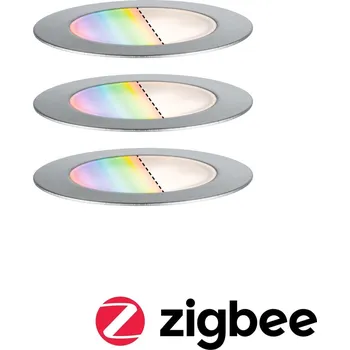 Venkovní osvětlení PAULMANN Plug & Shine LED zemní svítidlo Smart Home Zigbee Floor RGBW 3ks sada IP67 RGBW 3x2W 21VA ocel - PAULMANN P 94752