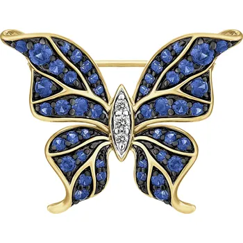 Brož Zlatá brož s brilianty a cejlonskými safíry - motýl - ryzost 585 - 220.875