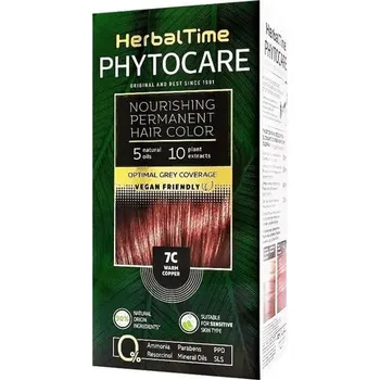 Barva na vlasy Herbal Time Phytocare permanentní barva na vlasy natural Vegan 7C teplá měděná 130 ml