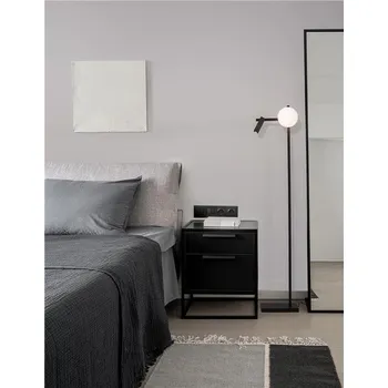 Stojací lampa NOVALUCE Stojací lampa JOLINE černý kov a hliníkbílé opálové sklo vypínač na těle LED 6W Samsung 1x3W 230V 3200K čtecí lampička IP20 - NOVA LUCE NV 9919532