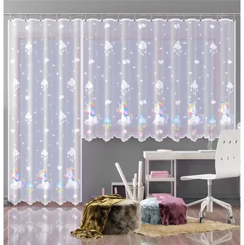 Hotová záclona nebo balkonový komplet, Jednorožec, barevný