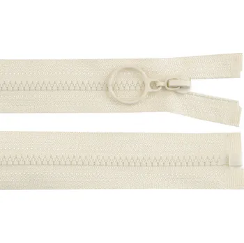 Zip Kostěný zip No 3 délka 50 cm s kroužkem, malé, 306 béžová nejsv.