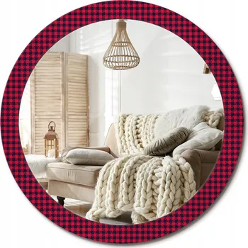 Zrcadlo Zrcadlo s potiskem do koupelny v předsíni Červená mřížka 90 cm