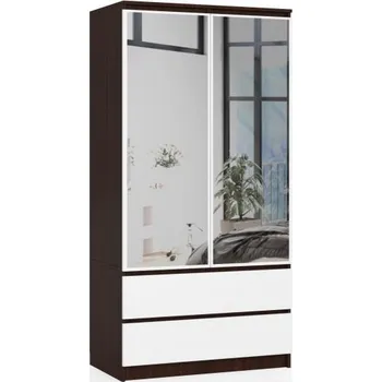 Šatní skříň Šatní skříň s otočnými dveřmi a zrcadlem 90 cm wenge / bílá