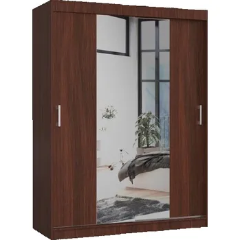 Šatní skříň Šatní skříň s posuvnými dveřmi a zrcadlem 150cm wenge