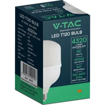 Osvětlení V-TAC LED žárovka E27/E40 - T120 - 40W - denní bílá