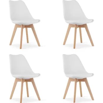 Jídelní židle Sada židlí MARK, bílé dřevěné nohy, 4 ks