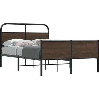 Postel vidaXL Rám postele bez matrace 135x190 cm kompozitní dřevo [4100445] Barva: hnědý dub