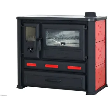 Krbová kamna TIM Sistem Alma Mons červený sporák na pevná paliva pravý