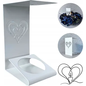 Svíčka Bílá hřbitovní svíčka, lucerna se srdcem. Výška 20 cm.